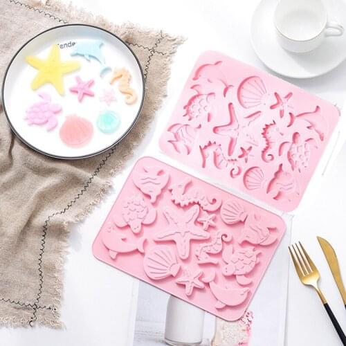 Ocean Shell Conch StarFish Silicone Mold Fondant Chocolate Candy Gummy Sugar Craft Epoxy Mould Cake Baking Decoration Tools