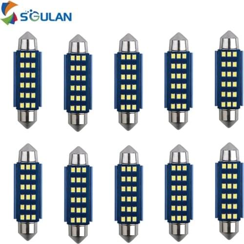 50 pcs High Brightness Aluminous Shell 2016 12smd 12V festoon 31 36 39 41mm Tip Car Interior Led Bulbs 6000k White Dome Light