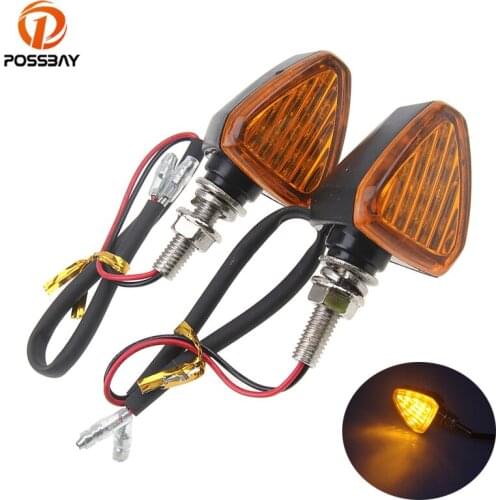 POSSBAY Universal Motorcycle Turn Signal Lights Amber Motocross Blinker Indicator for Honda Yamaha Suzuki Harley Cafe Racer