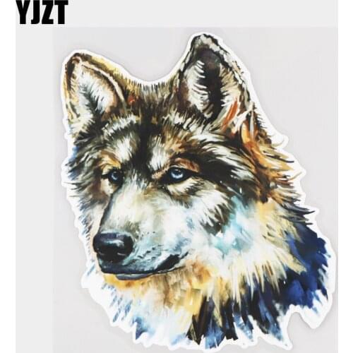 YJZT 15.9×18.6CM Art Wolf Head Personality Rear Windshield Decoration Stickers Cartoon Car Accessories 21A-0189