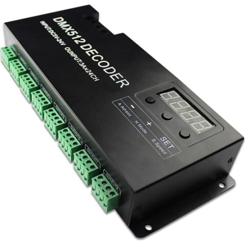 Factory Price Of PWM Control Signal 24 Channels Digital LED DMX512 Controller Decoder For DMX RGB LED Strips
