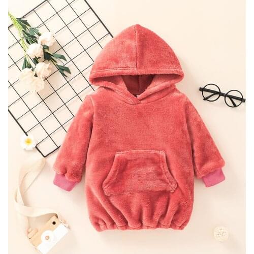 Toddlers Winter Watermelon Red Warm Hoodie Fleece Hooded Long-Sleeved Sweatshirt With Apron Suitable For 3-24 Months Old Girl