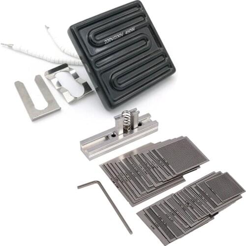 1 Set Top Ceramic Heater Heating Plate & 1 Set Direct Heating Bga Stencils Templates + Fixture Tin Solder Ball Tools