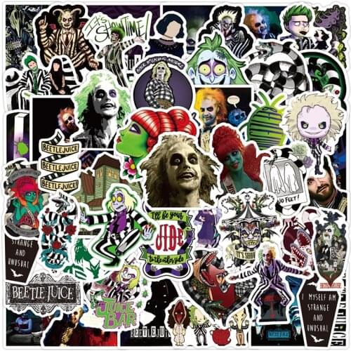 10/30/50Pcs Comedy Movie Beetlejuice Graffiti Waterproof Stickers Motorcycle Bicycle Helmet Motor Laptop Kid Classic Toy Gifts