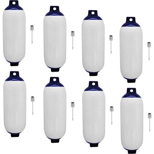 8x Inflatable Marine Boat Fender w/ Reinforced Eyes UV Protection 4.3"x15.7"