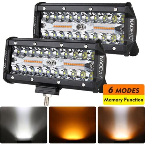 NAOEVO 4x4 Off Road Auto Led Bar Light 7 Inch 240w 12v LED Pods Strobe Fog Driving Work Lamp 6 Mode For Niva Lada Boat ATV Jeep
