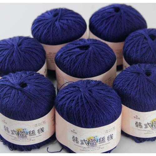 Free Shipping 8Balls X50g New Soft Hand Knitting High Quality 100% Cotton Crocheted Yarn Navy 16124