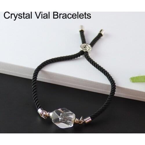 1PC Clear Crystal Vial Bracelets Wishing bracelets Premade Woven Cotton Bracelet Name on Rice Bracelet Women Gift