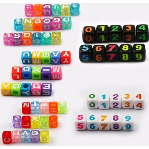 100PCS 7MM Square Mixing Color Acrylic Letter Beads For DIY Bracelet Necklace Fashion Jewelry Making Spacer Beads