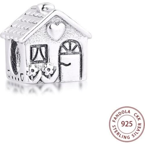 Authentic 925 Sterling Silver Home Sweet Home Charms Fits Women Original Bracelet Silver Beads for Jewelry Making