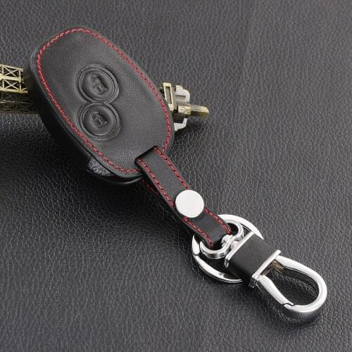 Black Leather Cover For Nissan Almera For Renault Clio Dacia Logan Megane Espace Kangoo Duster Twingo 2BTN Car Remote Key Case