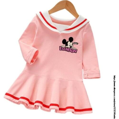 Disney Minnie Princess Kids Dress Bow Tutu Dress For Girls Children Long Sleeve Girls Dresses Toddler Cotton Vestidos Girls 2-8Y