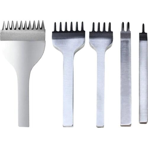 4pcs 3/4/5/6mm Leather Craft Tools Leather Hole Punches for the Skin Leather Stitching Punch Tool 1+2+4+6 Prongs Leathercraft