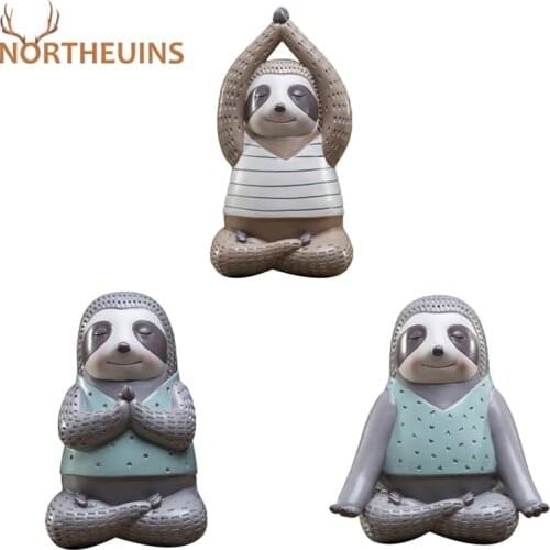 NORTHEUINS Resin Yoga Lazy Figurines Nordic Creative Animal Statues for Interior Gifts for the New Year 2021 Decor Accessories