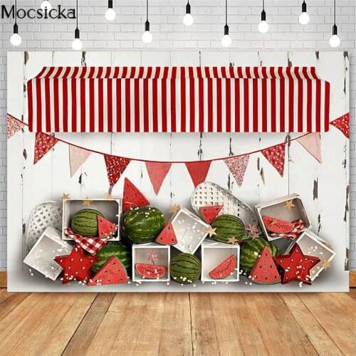 Summer Watermelon Farmers Market Photography Backdrops Kids 1st Birthday Cake Smash Photocall Background Photo Studio Photoshoot