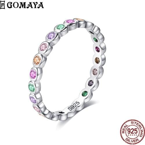 GOMAYA 925 Sterling Silver Ring Romantic Multicolor Shaped Cubic Zirconia Rings For Women Wedding Fine Jewelry Gift New Arrival