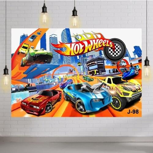 Racing Car Backdrop Hot Wheels Wild Racer Runway Boy 1st Birthday Party Custom Photography Background Photo Booth Decor Supplies