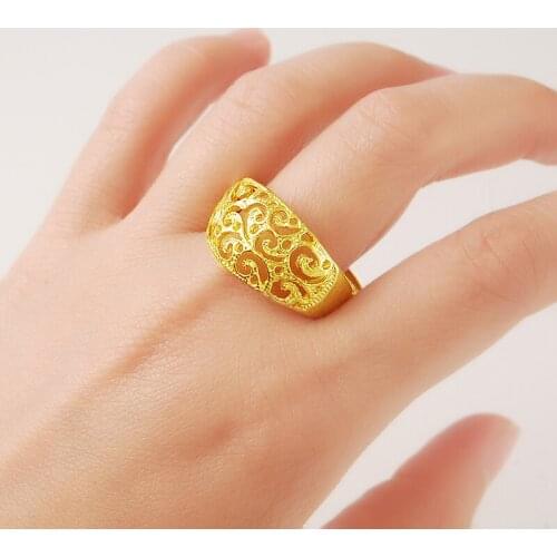 24K Pure Gold Rings Fashion Jewelry Vintage Style Wholesale Mens Womens Party Accessories Exquisite Pattern High Quality Gifts