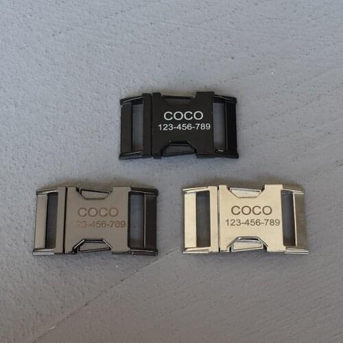 LOGO 100 Pcs 25mm Laser Engraving Metal Side Release Buckles Pets Collar Backpack Bag Webbing Buckle Paracord Bracelet Hardware