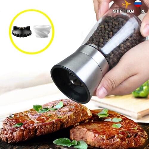 Pepper Grinder 2 In 1 Stainless Steel Manual Salt and Pepper Mill Grinder Spice Shakers Kitchen Tools Accessories for Cooking