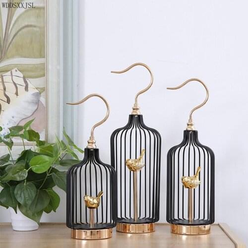 WDDSXXJSL Chinese style bird cage decoration creative home living room accessories metal crafts bird cage metal ornaments