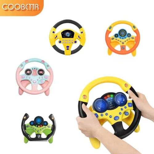 Simulation Steering Wheel Toy Car Copilots Eletric Light Sound Baby Kids Musical Early Educational Toys with Base Voice Changer