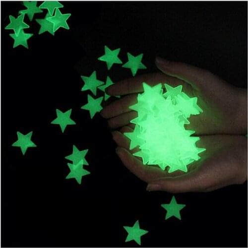 100PCS Per Bag Gorgeous Glow In Dark Star Wall Stickers Safe Fluorescent For Bedroom Dining Living Room Wall Decal Home Decor