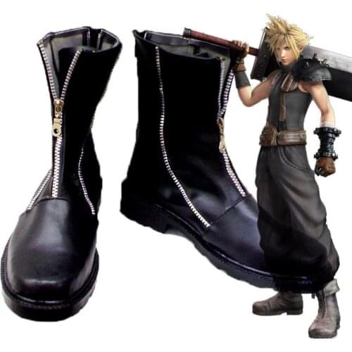 Final Fantasy VII FF7 Cloud Strife Cosplay Shoes Boots Custom Made Iron Zipper