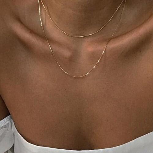 Necklace Female Minimalist Double Layer Snake Bone Chain Personality Neck Chain Choker Elegant Necklace Female Trend For Women