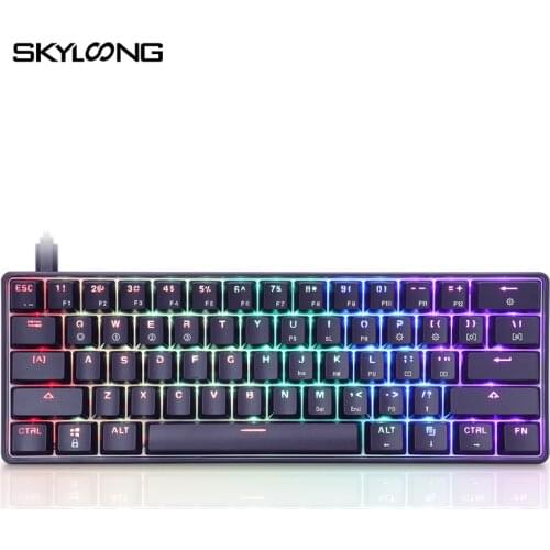SKYLOONG GK61 Wired Mechanical Keyboard PC Gamer Gaming Gateron Yellow Red Keyboard RGB Backlight ABS Keycaps For Deskto Tablet