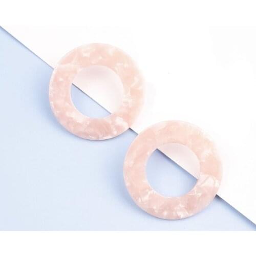 4 PCS 37mm Fashion Acetic Acid Round Pink Stud Earrings DIY Acrylic Earrings Accessories For Women Jewelry Decoration