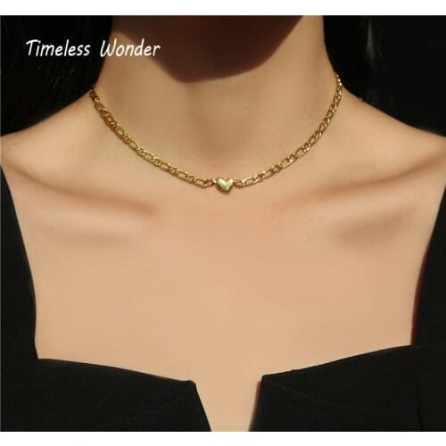 Timeless Wonder Titanium Sweet Heart Choker Necklace Women Stainless Steel Jewelry Kpop Designer Top Emo Ins Date Gift Goth 5521