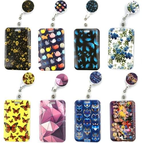 Cartoon Retractable Badge Reel Lanyard Nurse ID Business Credit Card Work Card Badge Holder Office Student Clips Card