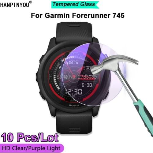 10Pcs For Garmin Forerunner 745 Watch HD/Anti Purple Light 2.5D Ultra-thin Toughened Tempered Glass Film Screen Protector Guard