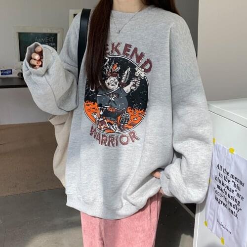Cartoons Graphics Print Women Hoodie Cartoons Crewneck Clothes Vintage Loose Sweatshirt Street Hip Hop Hoody Womens Streetwear