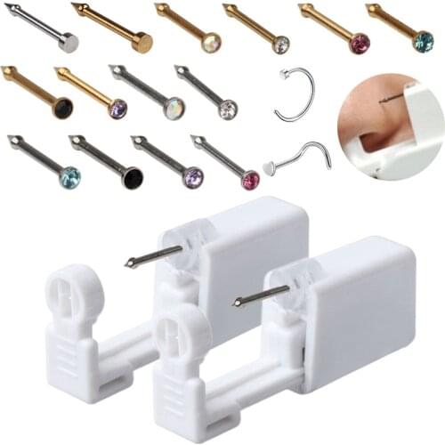 1 Unit Disposable Safe Sterile Piercing Unit for Gem Nose Studs Piercing Gun Piercer Tool Machine Kit Earring Stud Body Jewelry