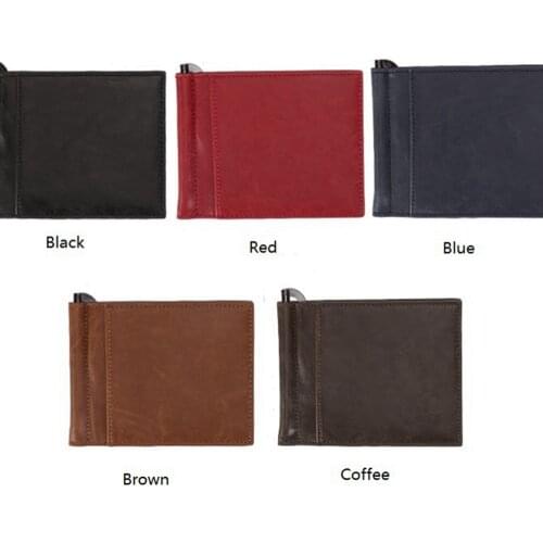 1 Piece Pu Leather High Quality PU Leather Men Money Clip Wallet Solid Male Purses With Designer Clip Cash Holder Card Cases