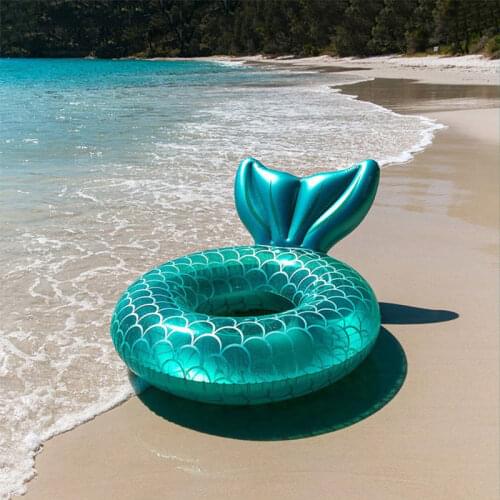 Mermaid With Backrest Inflatable Swimming Ring Adults Swimming Circle Swim Pool Float Beach Party Toy Hammock 110