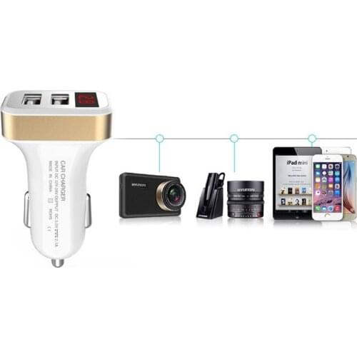 2.1A Dual USB Digital LED Voltage Current Display Car Charger Adapter For Phone dropshipping