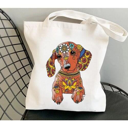 2021 Shopper Dachshund Dog popart pop Printed Tote Bag women Harajuku shopper handbag girl Shoulder shopping bag Lady Canvas Bag