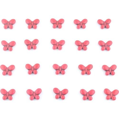 40Pcs 20x15mm Red Butterfly Charm Spacer Loose Beads Turquoises Stone For Jewelry Making Finding Accessories Wholesale QG3427