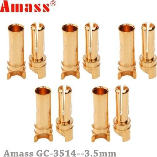 50pair Amass GC-3514 3.5mm Golden Bullet Connector For RC ESC Motor Lipo Battery Car Truck Airplane Drone Buggy Toys DIY Part