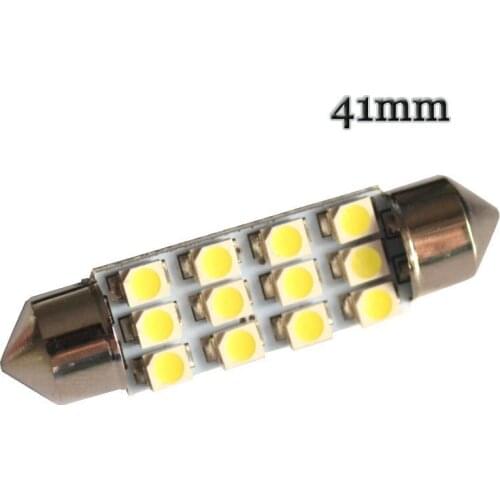 50Pcs LED Bulbs 41MM Festoon White Interior Car Lights 12SMD 3528 Chips For Auto Dome Reading Light 12V