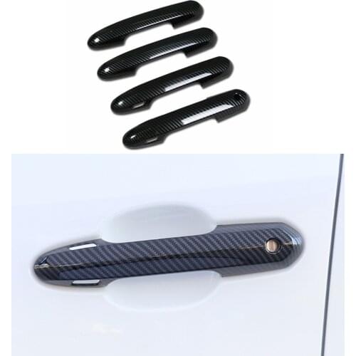 Carbon Fiber Car Door Protector Accessories Fit For Toyota RAV4 2019 2020 Auto Door Side Handle Garnish Cover Trim Frame