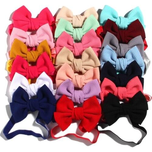 10PCS 11cm 4.3" Fashion Seersucker Waffle Hair Bows With Headbands For Women Girls Kids Headwear Headband Hair Accessories