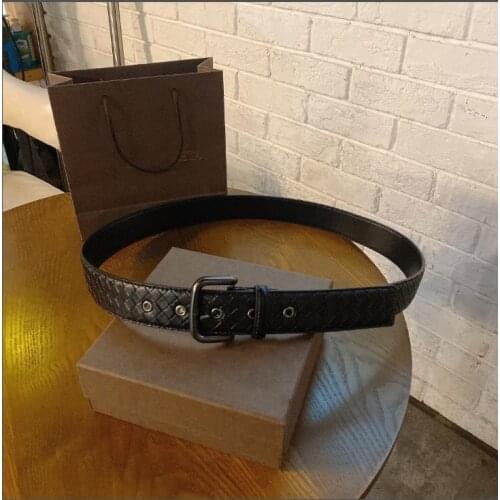Brand Business Men Belts Leather Luxury Knit Pin Buckle Belts for Jeans Retro Waist Strap Belt Box Set