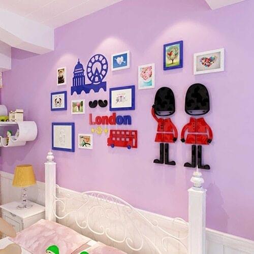 British London View Creative photo wall 3 d acrylic wall stick Royal Soldier Photo Frame Design Home Sticker Decoration