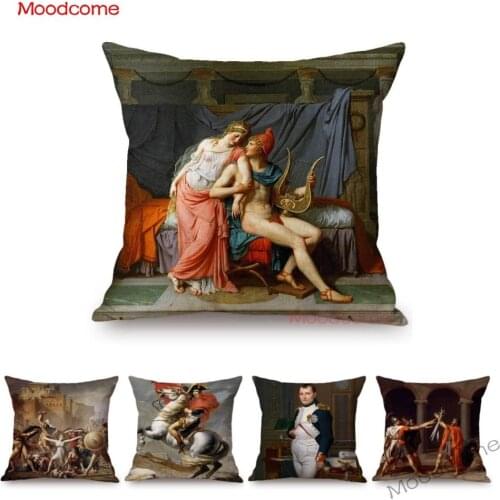 Jacques-Louis David French Artist Neoclassicism Oil Painting Napoleon French Revolution Art Pillow Case Linen Sofa Cushion Cover