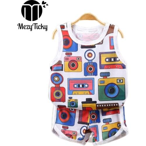 Childrens Vest Suit Summer Sportswear Ice Silk Sleeveless Shorts Boys Girls Beach Clothes Shorts Kids Outdoor Running Clothing