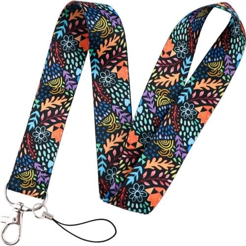 ER798 Forest Leaves Creative Lanyard Badge ID Lanyards Mobile Phone Rope Key USB Holder Lanyard Neck Straps Accessories